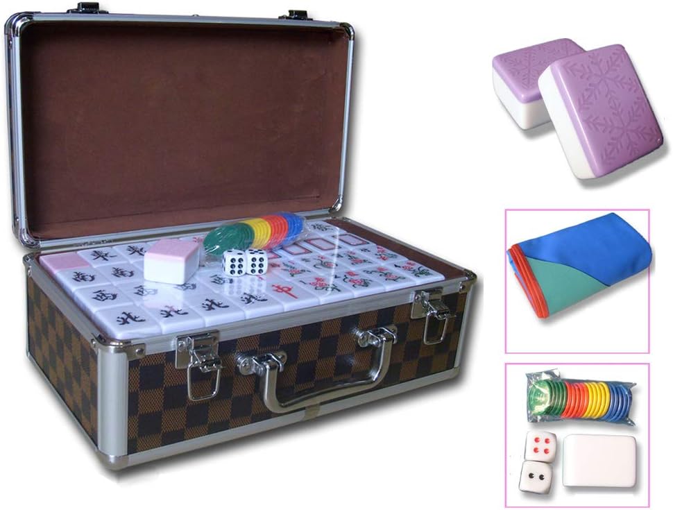 Boutique Mahjong Set Game Chess,A Variety of Styles, Majong Set Mah Jong Mah Jongg Sets Majiang,Purple,XL