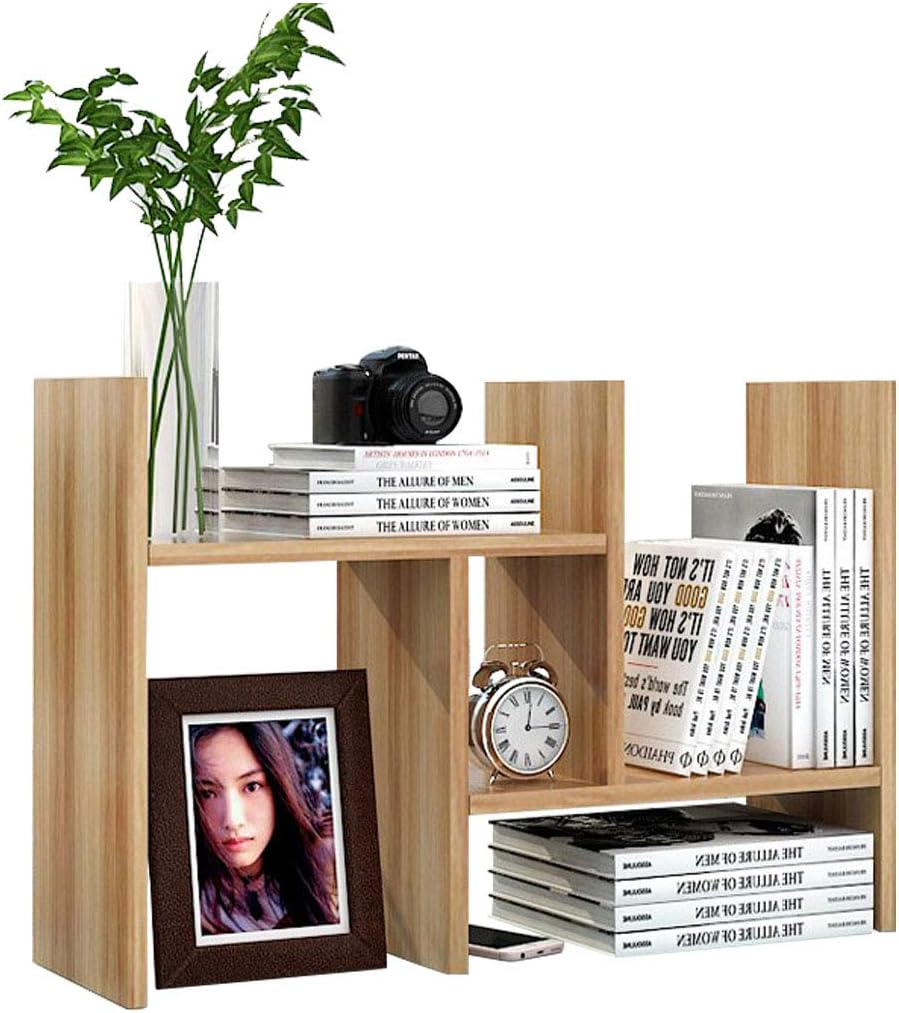 Garwarm Desktop Organizer,Office Storage Rack Adjustable Wood Display Shelf,Counter Top Bookcase,Walnut: Furniture & Decor