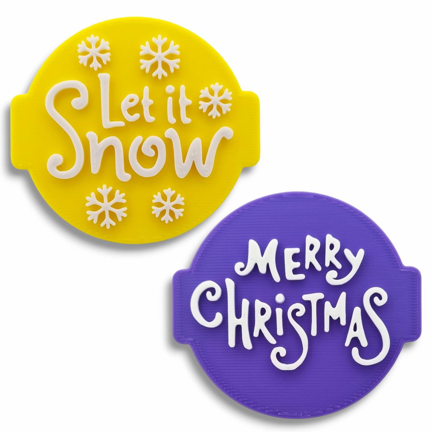 Merry Christmas Stamp Embosser 6cm for Icing, Fondant, Cupcake, Cake, Baking, Decoration, Made in UK by 1066 Factory (Pattern 14)