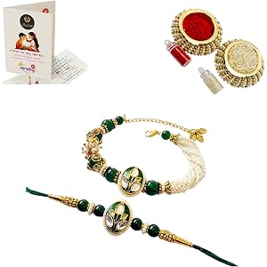 NiLy Craft Premium Handmade Bhaiya Bhabhi Rakhi Gift Set for Raksha Bandhan | Designer Couple Rakhi with Outing Ring Charm, K