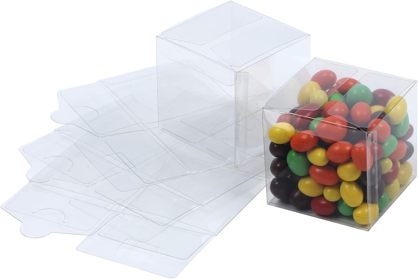 Houseables Clear Favor Boxes, Plastic Gift Box, 3x3x3 Inch, 50 Pack