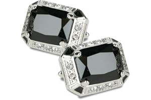VITTORIO VICO Big Rectangular Colored Crystal Cuff Links for Men – Tuxedo Suit Accessories, Cufflinks for Men