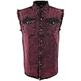 Milwaukee Leather DM1002 Men's Black Lightweight Denim Shirt with Frayed Cut Off Sleeveless
