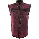 Milwaukee Leather DM1002 Men's Black Lightweight Denim Shirt with Frayed Cut Off Sleeveless