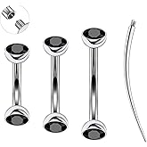 Ruifan 16g Rook Piercing Jewelry Titanium Internally Threaded Jeweled CZ Curved Barbell Eyebrow Tragus Helix Conch Lobe Labret Earrings Lip Rings Piercing Jewelry For Women Men 6mm 8mm 10mm