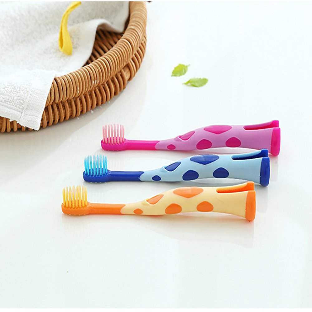 Kids Toothbrush, Homestylish Lovely Extra Soft Toothbrush for Kids 3-12 Years Old (3 Pack-orange&blue&pink)