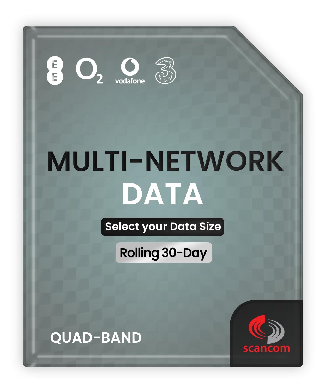 Multi-Network Data Sim - One-off Data Allowance for 12 months - Automatically Connects to EE, Three, O2 or Vodafone (1GB)