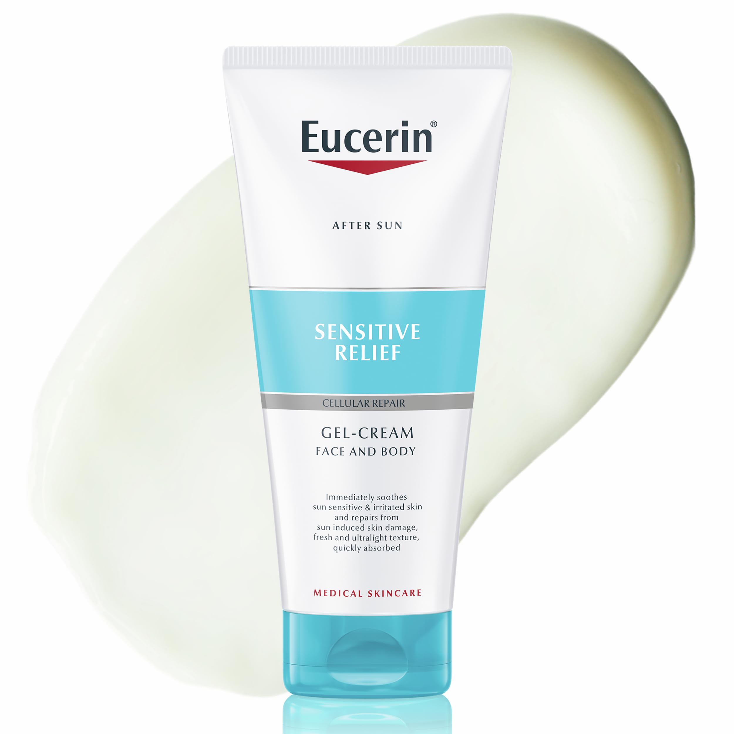 Eucerin After Sun Sensitive Relief Gel-Cream 200ml, Lightweight After Sun Lotion for Sensitive Skin, Face and Body Moisturiser Ideal for Skin Prone to Photosensitivity, Dermatologically Approved