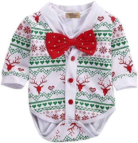 Christmas 3Pcs Outfit Sets Baby Girls Boys My First Christmas Snowflake Coat Bodysuit Rompers