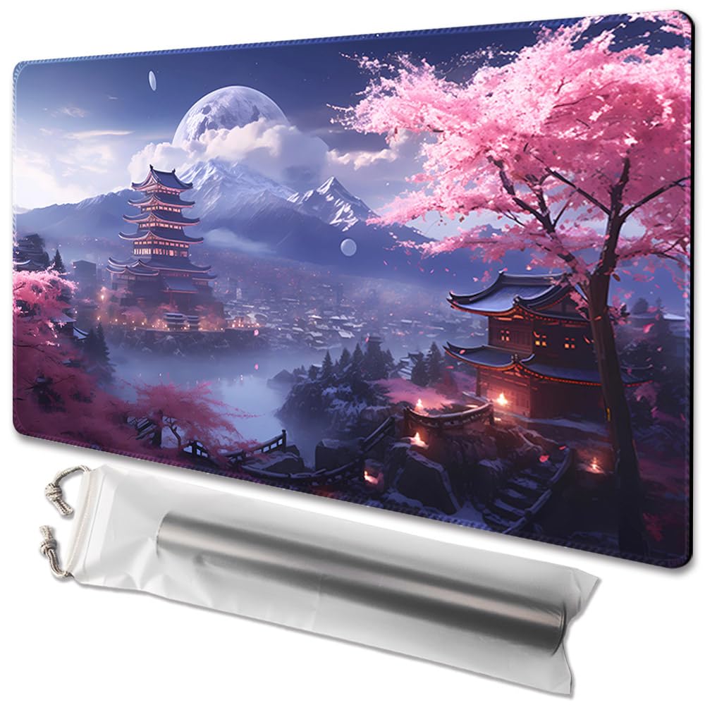 TCGMAT MTG Play Mat with Non-Slip Backing, Ideal for Card Game Lovers (Cherry Blossom Rain - No Deck) — image 1