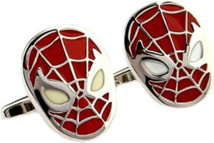 GNG Novelty Cufflinks French Shirt Cufflinks Spiderman Style Red+gift Bag