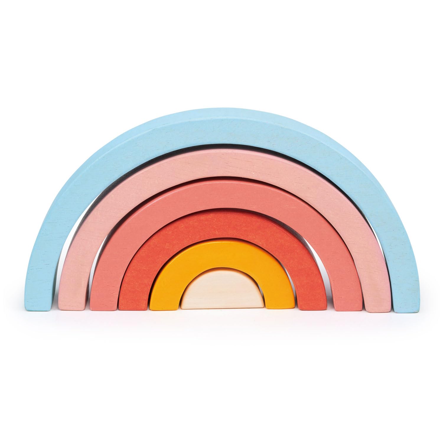 Mentari Wooden Toy Sunset Rainbow Tunnel - Plastic Free Stacking Blocks For Kids