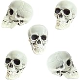 JXITON 8 Pcs Realistic Skull Heads, Plastic Fake Human Skeleton Head Figurines Halloween Decorations for Bar Home Table Outdoor Decor Small Miniature Skulls for DIY Craft Party Supplies
