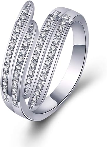 Amazon Ai Moichien 翼の形の水晶の結婚指輪の宝石類の女性は指の関節記念日の声明を約束します リング 通販