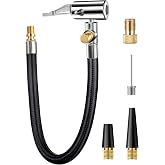 LUMITECO Quick Connect Tire Chuck Hose, Tire Valve Extension Tube w/Presta Valve &amp; Air Pump Ball Needle Set, Air Inflator Pump Hose with Air Chuck Adapter for Portable Air Compressor