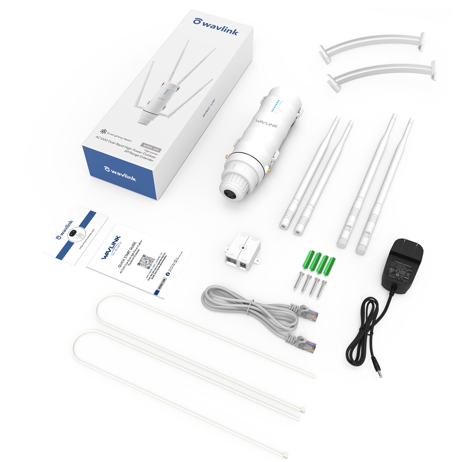 WAVLINK 2025 AC1200 Outdoor Long Range Weatherproof Dual Band WiFi Extender/Wireless Access Point with Outside PoE Powered,Gigabit Port,Supports Router/AP/Repeater Modes for Courtyard,RV,Campsite