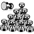 GOOZADA 12Pack Fridge Magnets, Black Metal Magnets, Strong Push Pin Magnets for Whiteboard, Refrigerator, Dry Erase Board, Map, Locker Accessories, Office Accessories, Kitchen Accessories