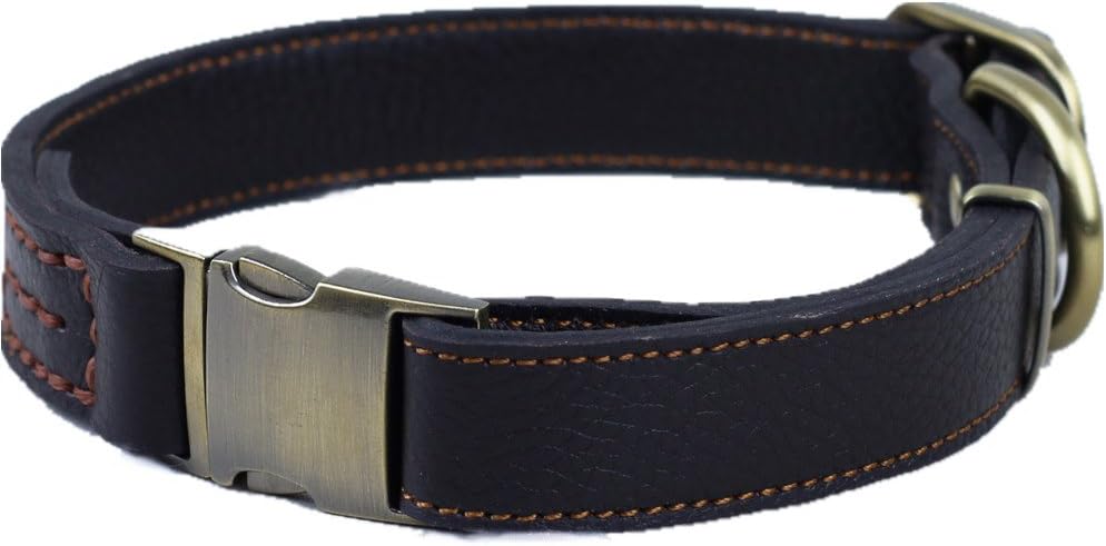 CHEDE Luxury Real Leather Dog Collar- Handmade for Medium and Large Dog Breeds with The Finest Genuine Leather Collar That is Stylish,Soft Strong and Comfortable-Black Dog Collar