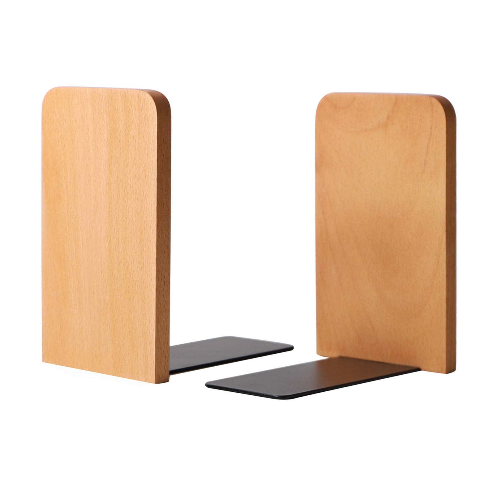 Muso Wood Office Bookends for Shelves, Wooden Bookend for Books 13x10.8x8 cm(Beech)…