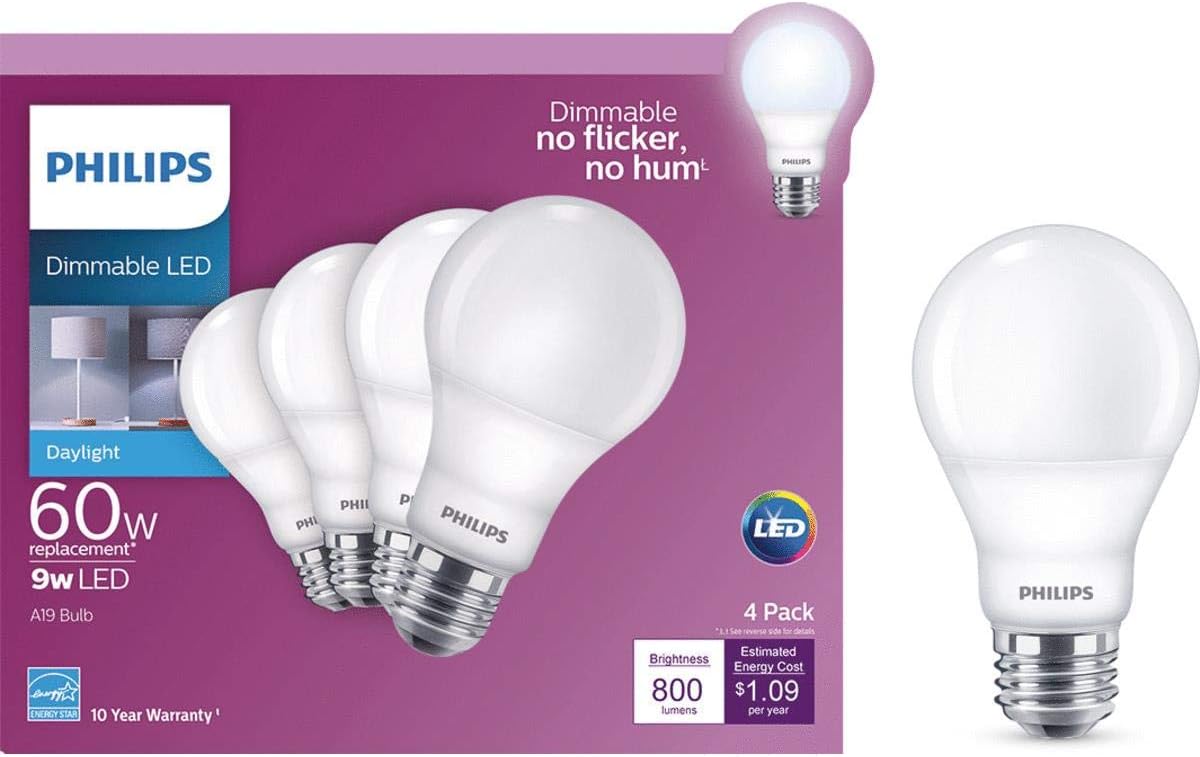 Philips Ampoule LED à intensité variable A19 800lumen, 5000kelvin