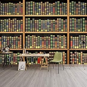 Wall Murals for Bedroom Modern Bookshelf Pattern Removable Wallpaper Peel and Stick Wall Stickers - 66x96 inches