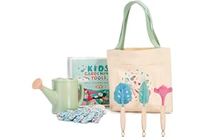 FITNATE Kids Gardening Tools Set 6PCS – Toddler Garden Tool Kit with Watering Can, 3 Garden Tools, Gardening Gloves & Tote Ba
