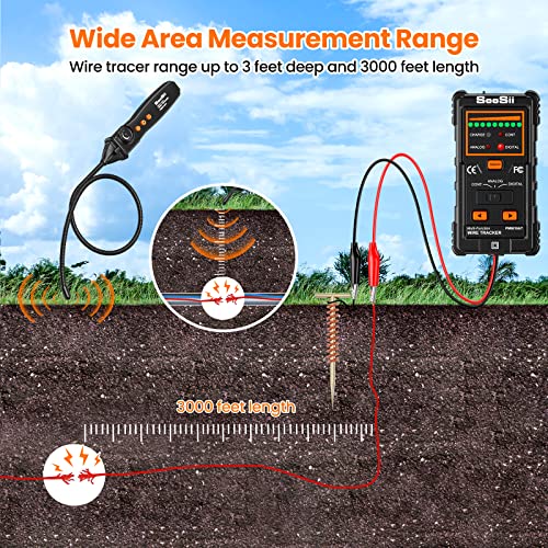 Underground Cable Locator, Seesii Wire Tracer Detector with Earphone, Test for Network Cable