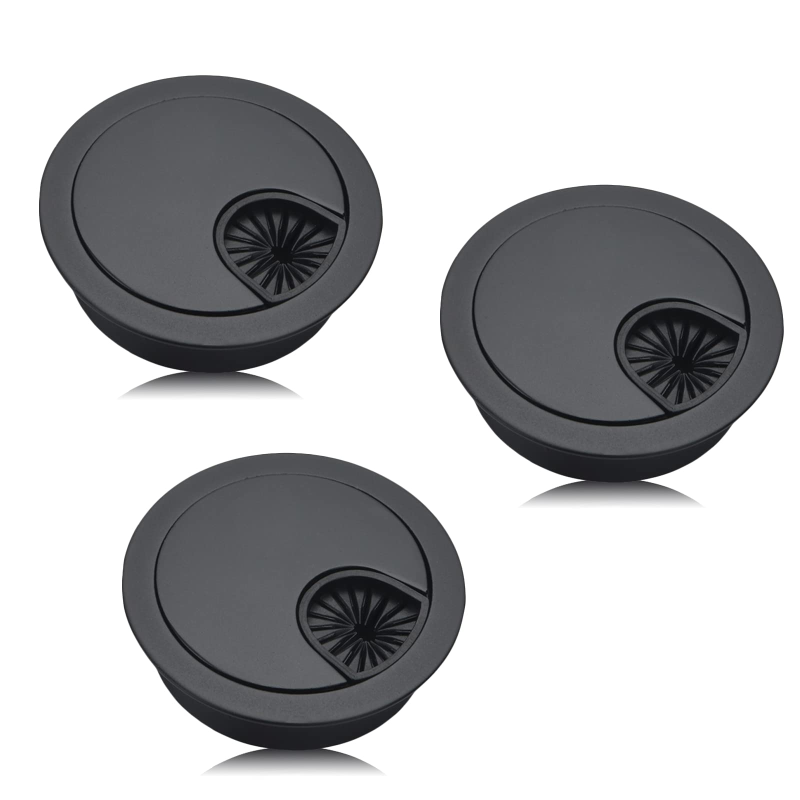Fsclvy 50mm Metal Computer Grommet - 3pcs Desk Cable Management Cover for Office and Computer Desk Wires - Brushed