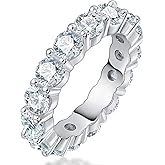 WOAINI Moissanite Eternity Ring for Women Female, 5.0 Cttw Moissanite Stackable Ring Eternity Bands, Engagement Wedding Band Rings for Anniversary Wedding Birthday, 925 Sterling Silver 18K Plated
