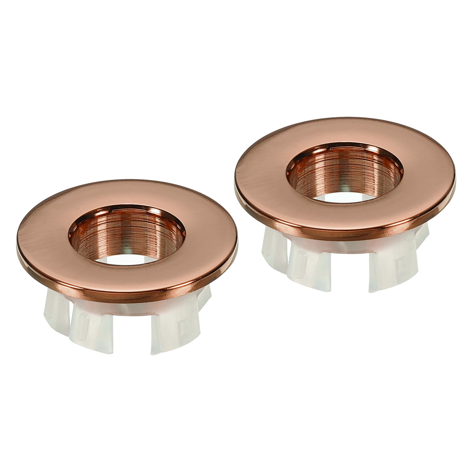 PATIKIL Overflow Ring, 2Pcs Sink Round Cover Basin Trim Brass Insert in Hole Round Caps for Kitchen Bathroom, Rose Gold