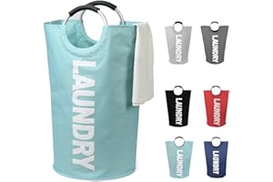 DOKEHOM 125L X-Large Collapsible Washing Laundry Basket Bag (7 Colors) for Bedroom, Fabric (Light Blue, XL)