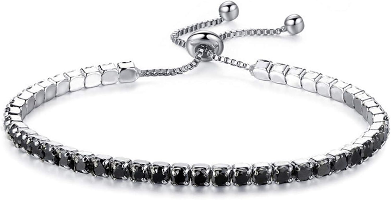 Adjustable Tennis Bracelets for Women Shiny Crystal Silver Color Chain
