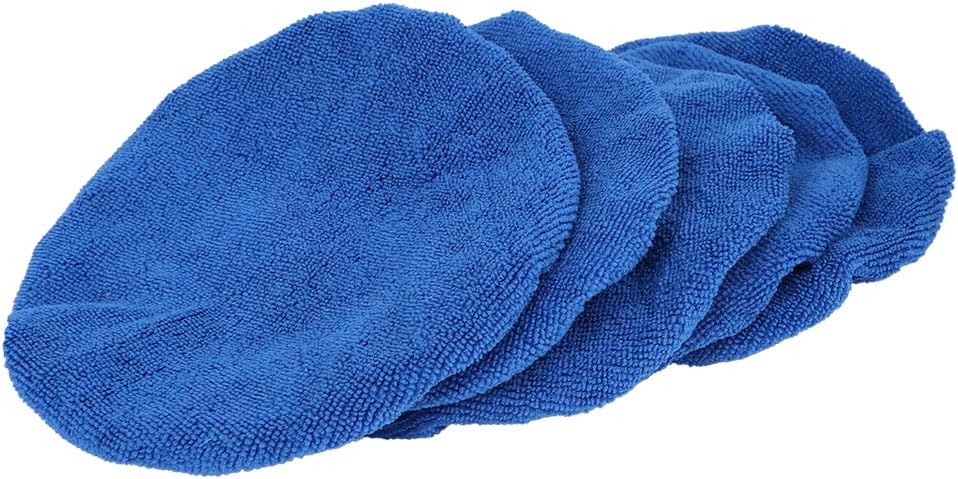 X AUTOHAUX 5pcs 9-10 Inch Soft Microfiber Car Waxing Polisher Pad Bonnet