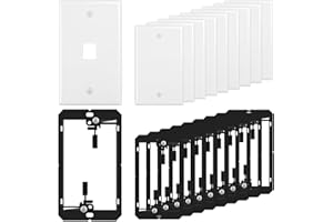 FGB 1-Port Keystone Wall Plate, with Low Voltage Mounting Bracket, with Single Gang Decorator Wall for RJ45, HDMI, and Coax Keystone Inserts, White, 10-Pack