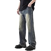 qcdyrxf Mens Baggy Jeans Y2k Wide Leg Loose Fit Jeans Streetwear Denim Washed Hip Hop Pants