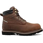 TOUGHSTEPS Soft Toe Work Boots for Men 6" Comfort Leather Non Slip Insulated Rubber Safety Durable Industrial & Construction Boots