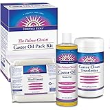Heritage Store Castor Oil Pack | Natural & Unbleached, Sewn in USA | Cold Pressed, No Hexane | Oil, Wool & Towelettes | 16 oz