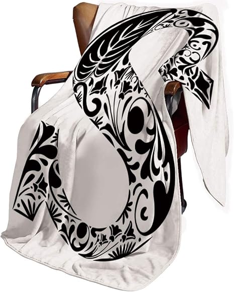 Amazon 手紙s ひざ掛け 自然な花のデザインモノクロスタイル大文字sのシルエットと花が咲く装飾 マイクロファイバー 高密度 フランネル 洗える 150x130cm ブラックホワイト ひざ掛け ハーフケット オンライン通販