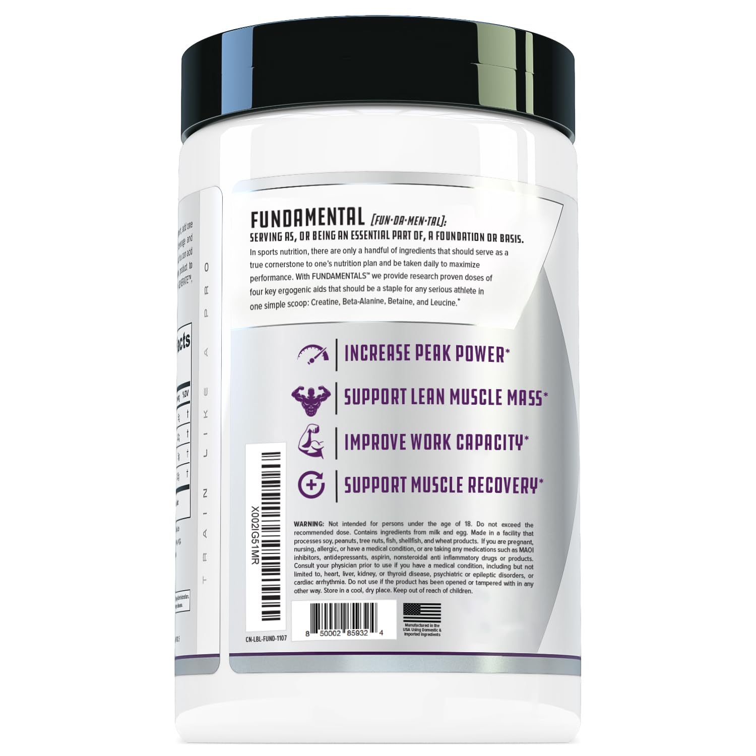 Fundamentals Intra or Post Workout Recovery Drink: 4 Key Ergogenic Aids for Maximum Performance and Muscle Growth: Creatine, Beta-Alanine, Betaine, and Leucine, 30 Servings, Unflavored