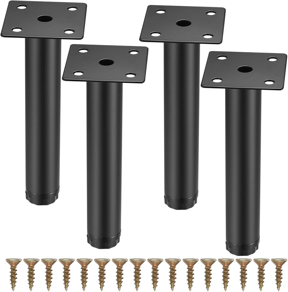 Fulushouxi 4 Pcs Adjustable 15cm Furniture Legs Metal Sofa Feet