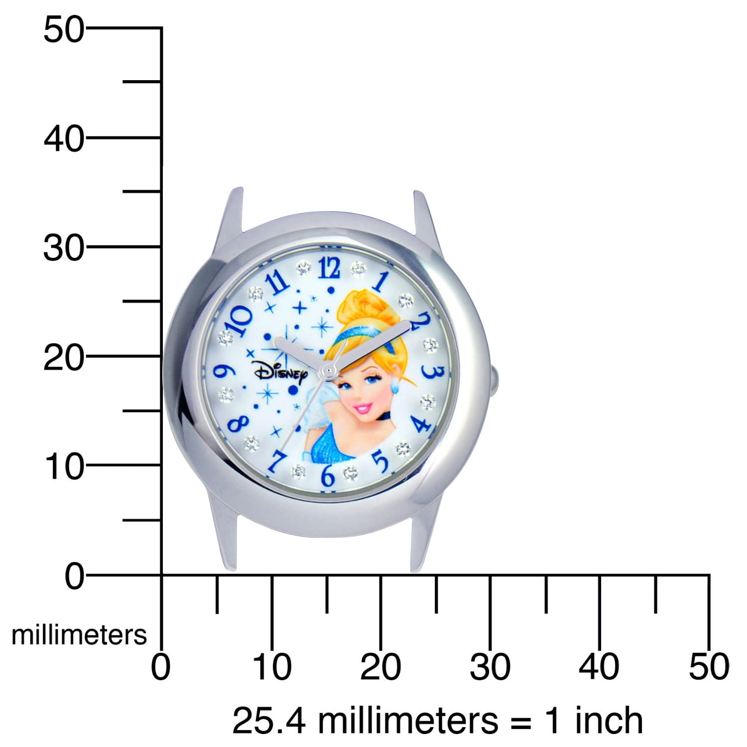 Disney Princess Watch for Girls Age 4–7 Featuring Cinderella Dial – Perfect for Fans of Glitter Moments, Royal Energy, and Sparkle Charm – Silver Bezel with Aqua Nylon Strap and Velcro Closure