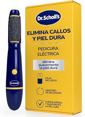 Lima eléctrica para pedicura de Dr. Scholl's: exfolia y elimina durezas y callos al instante. Suaviza los pies en segundos. Pule con suavidad. Ideal para viajes. Incluye pilas AAA