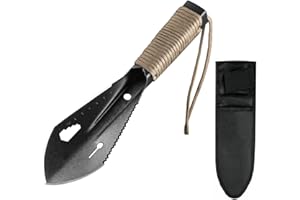 NUOSWEK Gardening Trowel, Multifunctional Gardening Survival Digging Trowel, Light Weight Serrated Edge Digger with Sheath (Black)