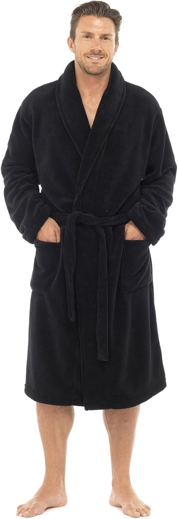 Amazon メンズ 無地 スーパーソフト コーラルフリースローブ ナイトガウン ドレッシングガウン ルームウェア 男性用 (M/L