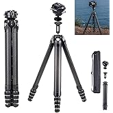 Falcam F38 Pro TreeRoot Quicklock Travel Camera Tripod, 61" Carbon Fiber Portable DSLR Professional Camera Stand Photography Panoramic Pan Tilt Stand for Sony for Canon for Fuji Carry Strap Holes