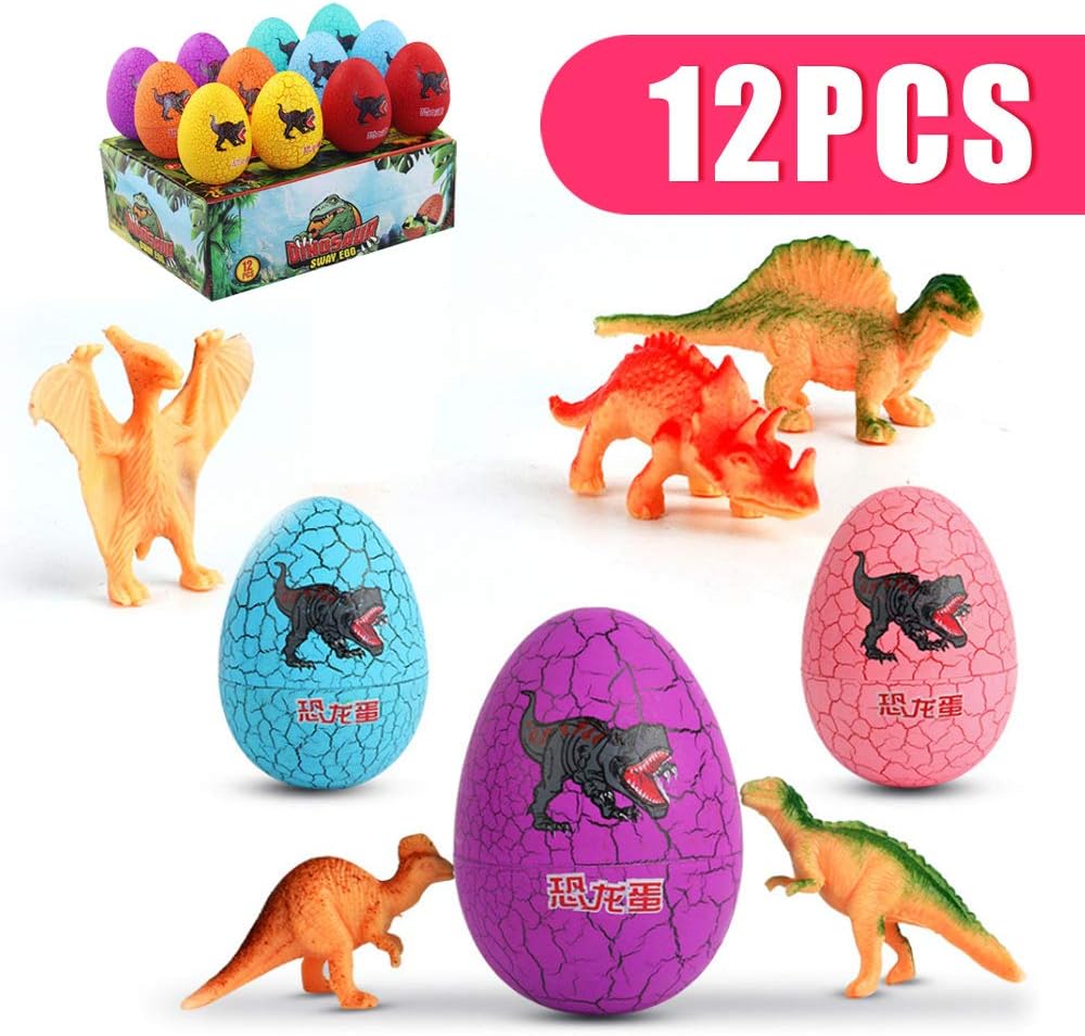 YLTF Tech Dinosaur Eggs Roly-Poly Tumbler Mini Cute Jurassic Dino Toys for boy,Easter Basket Filler,Party Favor, Prize Supplies, Educational Kit, Ideal Birthday for Kids,12 Pack