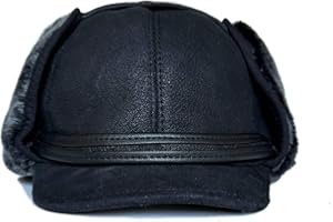LUKKIZARA Men’s Shearling Leather Trapper Hat – Aviator Winter Cap with Genuine Sheepskin Ear Flaps | Cold Weather Hat | Ushanka
