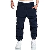 A WATERWANG Men's Sweatpants Casual Cotton Tapered Joggers Athletic Sweat Pants for Men Workout Running with Pockets