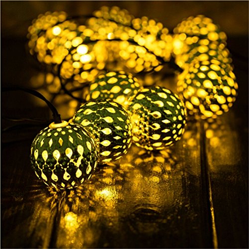 Solar String Light Outdoor, Goodia 30 LED Gold Moroccan Waterproof Warm White String Lights for Curtain,Bedroom,Patio,Lawn,Landscape,Fairy Garden,Home,Wedding,Holiday,Christmas Tree,New Year,Party