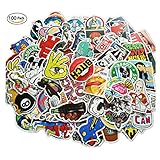 100 Pieces Waterproof Vinyl Stickers for Personalize Laptop, Car, Helmet, Skateboard, Luggage Graffiti Decals (E - section)
